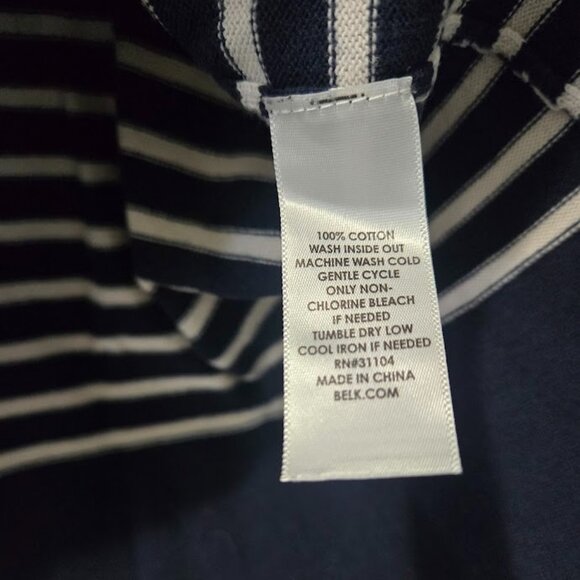 Crown & Ivy navy striped cotton holiday sweater with deer‎ XL - Picture 6 of 6